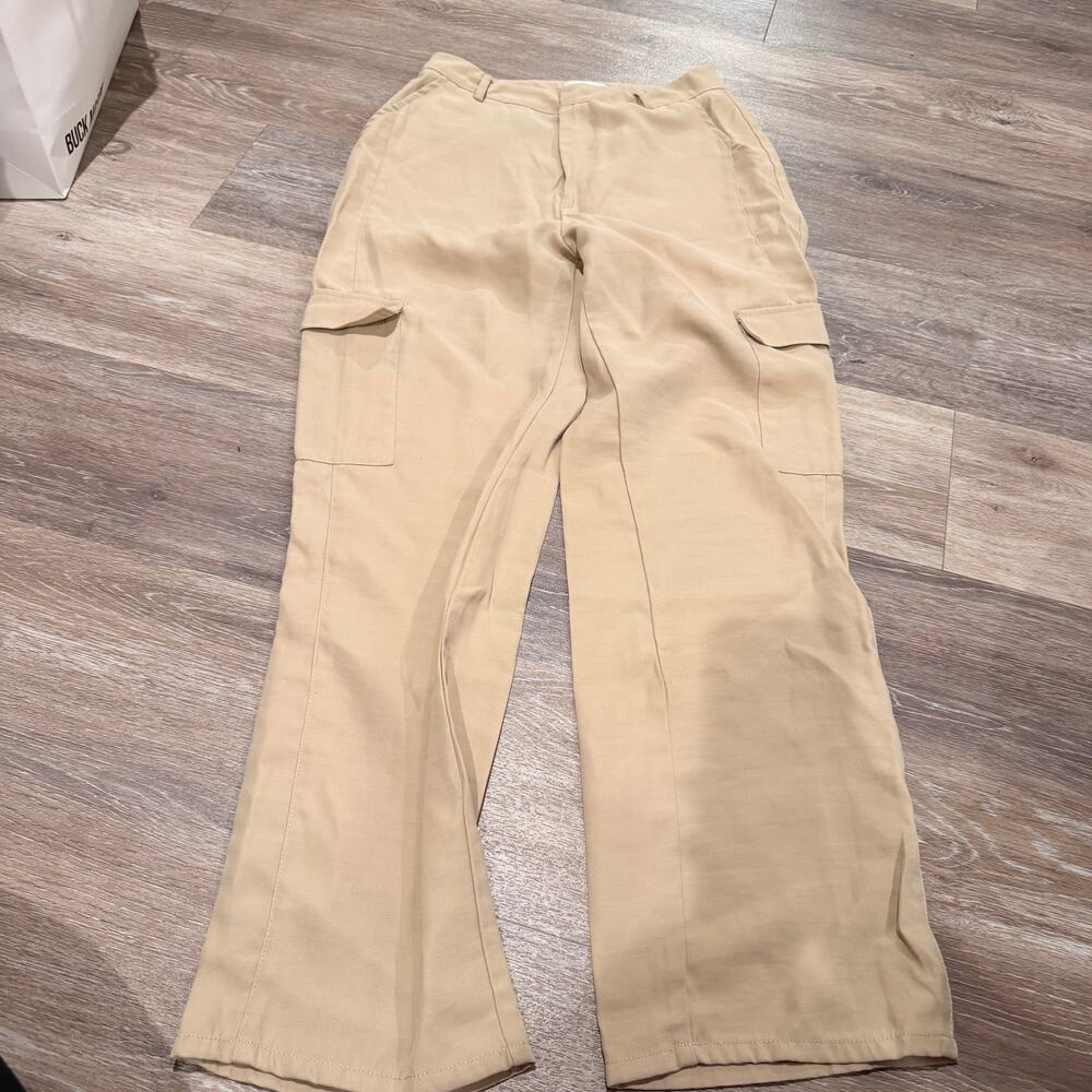 Naf Naf Paris Khaki Straight Cargo Pants Size EU 8 US 4 - Picture 2 of 8